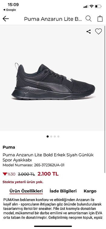 Puma anzarun lite bold günlük Ayakkabı