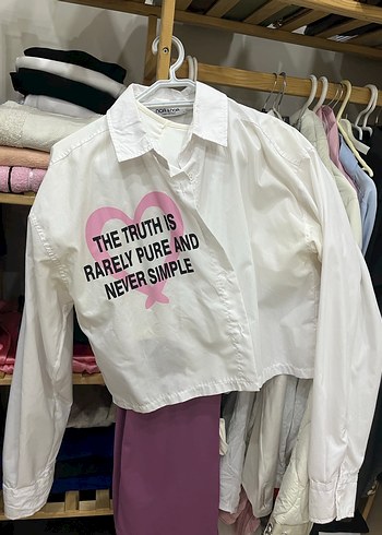 Beyaz Pamuklu Uzun Kollu Baskılı Gömlek - Görsel 2