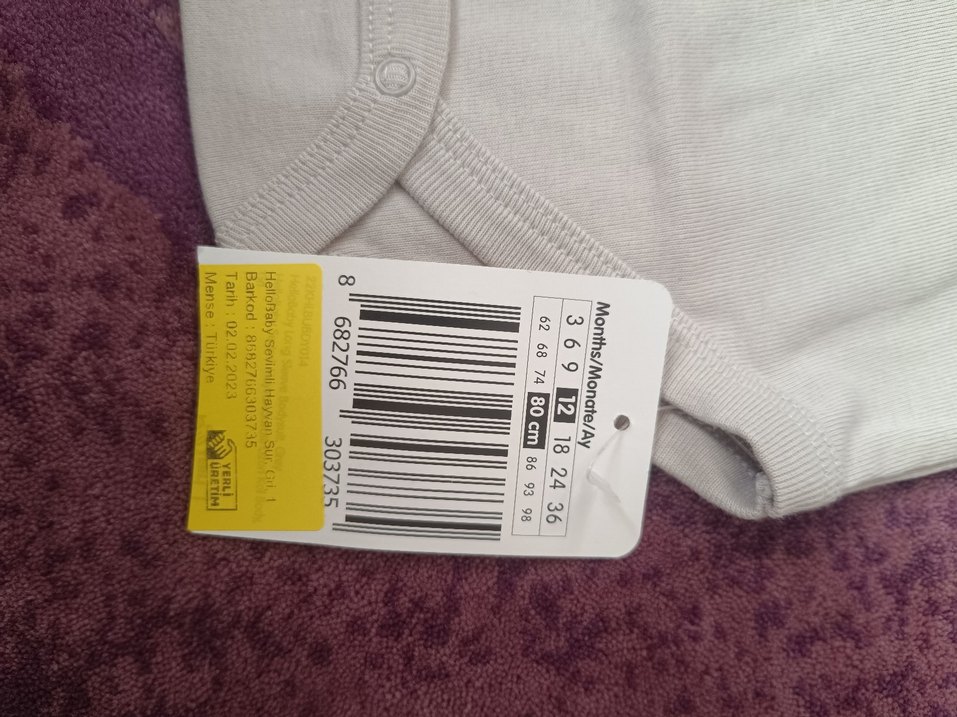 Uzun Kollu erkek Bebek Body etiketli - Görsel 2