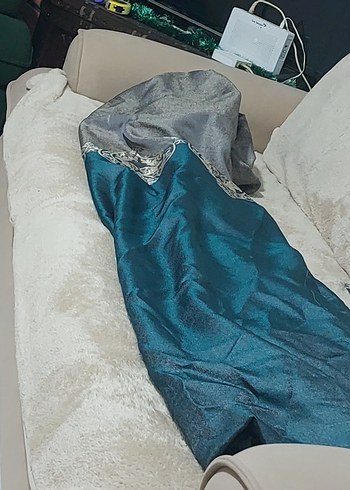 Modern Klasik Desenli Gri Mavi Perde - Görsel 3