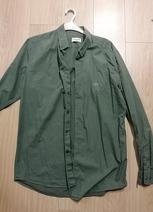 Orjinal lacoste yeşil m l beden erkek fit gömlek