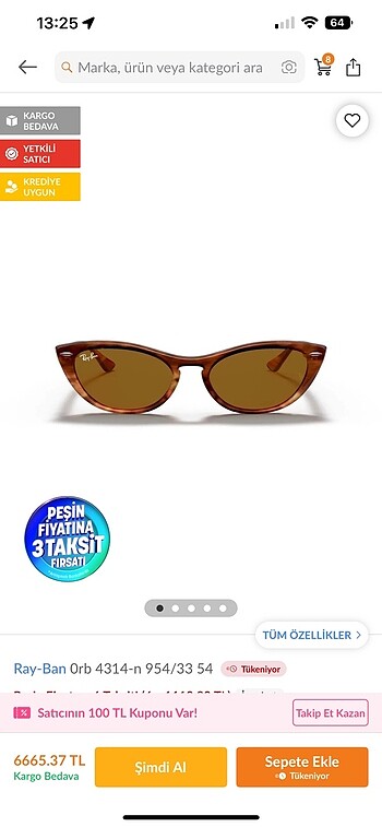  Beden kahverengi Renk Rayban Kahve Cat Eye Gözlük