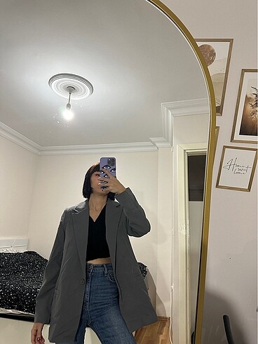 36 Beden gri Renk Blazer
