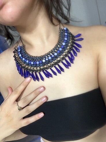 Zara Mor taşlı kolye
