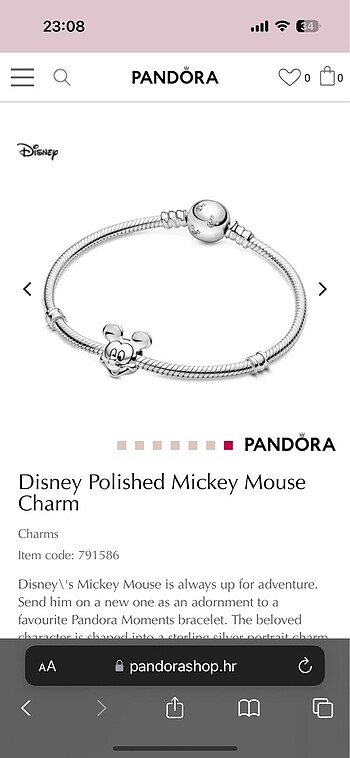 Beden Mickey mouse Pandora charm orjinal