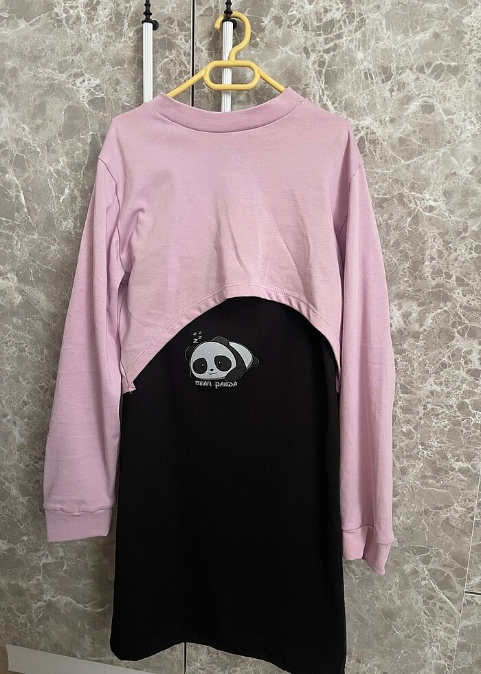 Askılı+ kısa crop çocuk elbisesi - Görsel 2