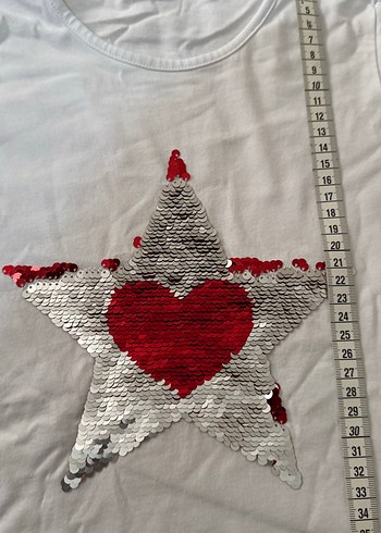 Kız Çocuk Beyaz Pul İşlemeli Tişört - Görsel 4