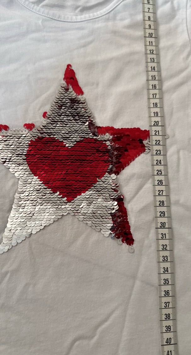 Kız Çocuk Beyaz Pul İşlemeli Tişört - Görsel 3