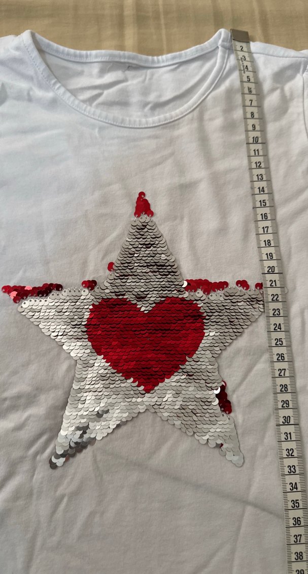 Kız Çocuk Beyaz Pul İşlemeli Tişört - Görsel 4