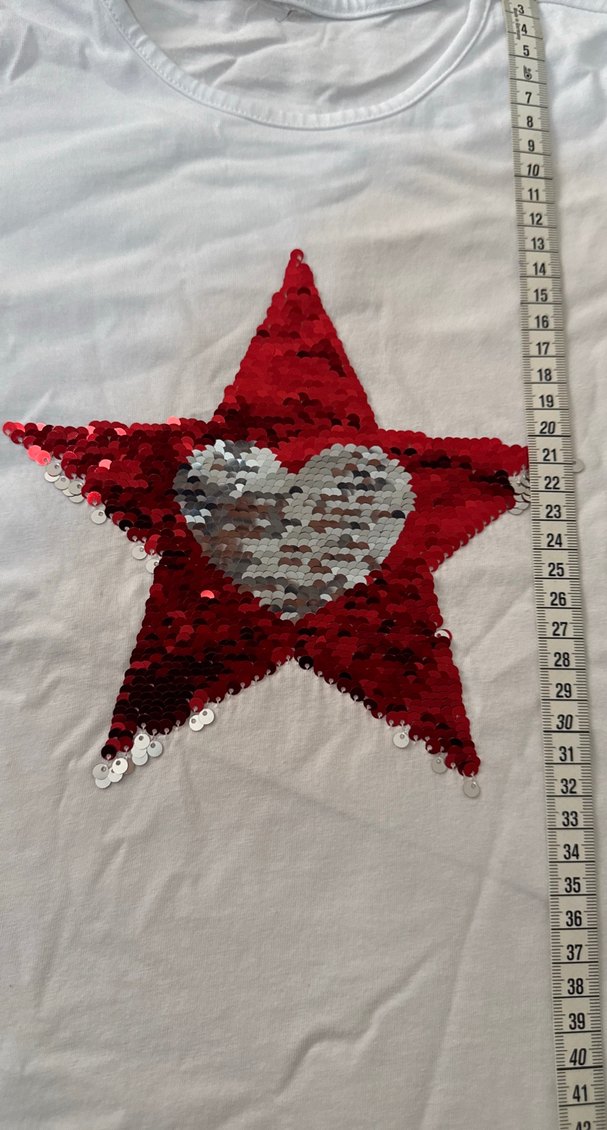 Kız Çocuk Beyaz Pul İşlemeli Tişört - Görsel 2