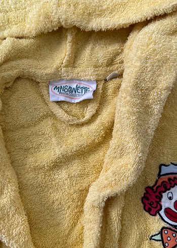 Kapüşonlu Sarı  Çocuk Bornoz - Görsel 4