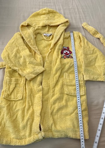 Kapüşonlu Sarı  Çocuk Bornoz - Görsel 2