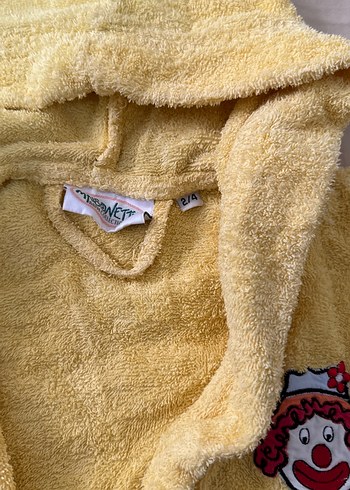 Kapüşonlu Sarı  Çocuk Bornoz - Görsel 5