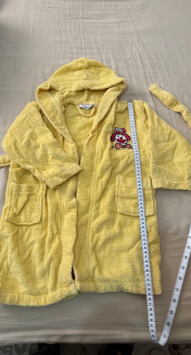 Kapüşonlu Sarı  Çocuk Bornoz - Görsel 2