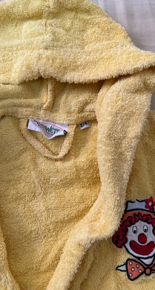 Kapüşonlu Sarı  Çocuk Bornoz - Görsel 5