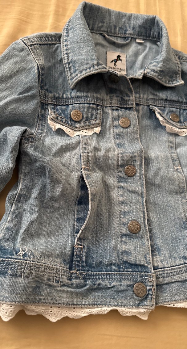 Nakışlı Düğmeli Kız Kot Ceket - Görsel 5