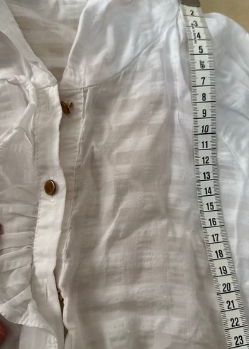 Düğmeli Beyaz Keten Kız çocuk  Gömlek - Görsel 2
