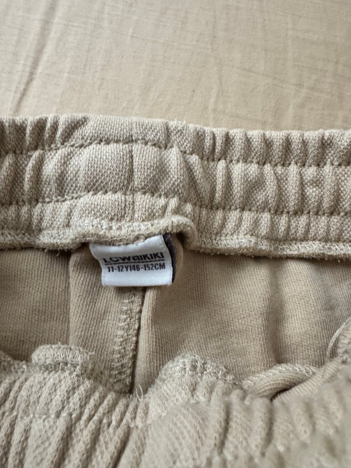 Bej erkek çocuk Keten Rahat Kesim Eşofman - Görsel 3