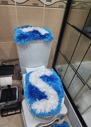 Diğer Mavi Batik Desenli Banyo Paspası Seti