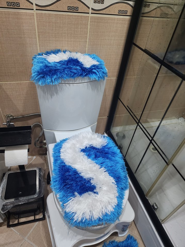 Mavi Batik Desenli Banyo Paspası Seti - Görsel 2