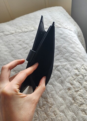Sıfır hiç kullanılmamış 0 gerçek deri kadın cüzdanı siyah renkli - Görsel 6