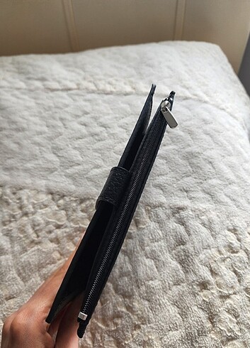 Sıfır hiç kullanılmamış 0 gerçek deri kadın cüzdanı siyah renkli - Görsel 7