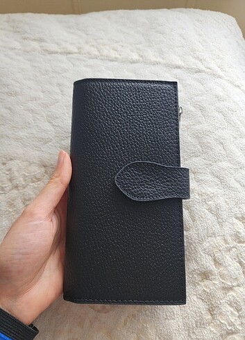 Sıfır hiç kullanılmamış 0 gerçek deri kadın cüzdanı siyah renkli - Görsel 8