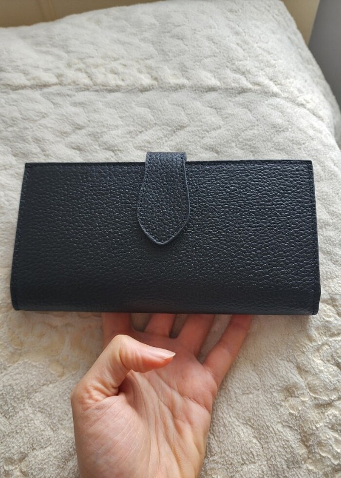 Sıfır hiç kullanılmamış 0 gerçek deri kadın cüzdanı siyah renkli - Görsel 2