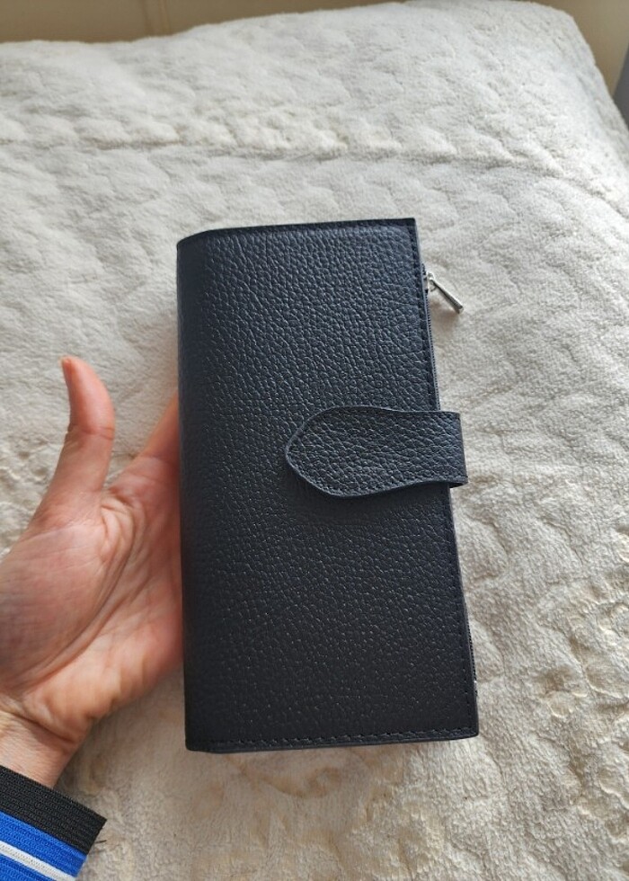 Sıfır hiç kullanılmamış 0 gerçek deri kadın cüzdanı siyah renkli - Görsel 4