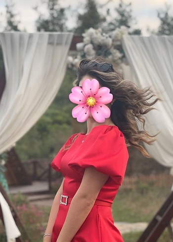 Zara Parlak Kırmızı Midi Saten Abiye Elbise