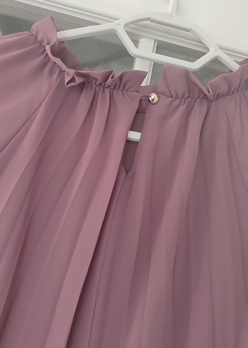 Uzun Kollu Mor Pilili Kadın Elbise - Görsel 4