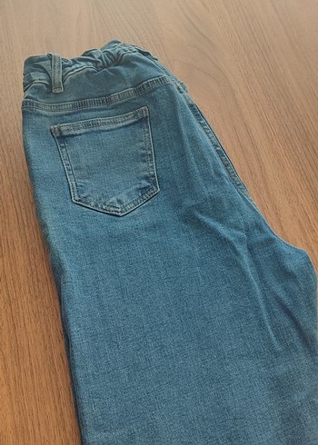 Düğmeli İşlemeli Mavi Kadın Midi Jean - Görsel 4