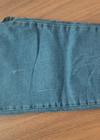 Düğmeli İşlemeli Mavi Kadın Midi Jean - Görsel 5