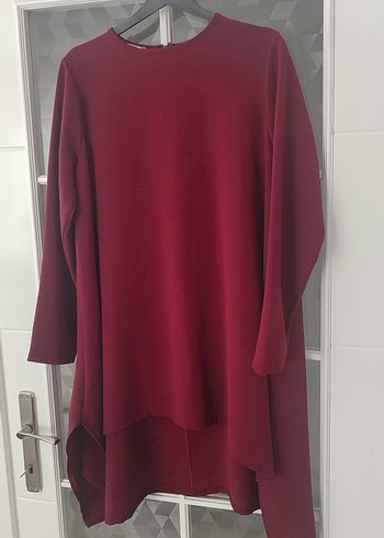 Bordo Uzun Kollu Salaş Tunik - Görsel 3