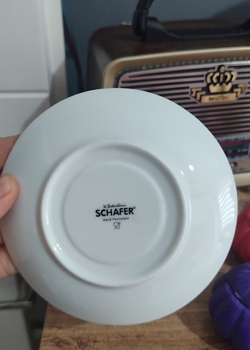 Gri Detaylı Beyaz Porselen Fincan ve Tabağı - Görsel 4