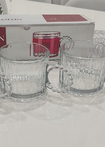 Boncuklu Kulplu 3lü Cam Kupa - Görsel 2