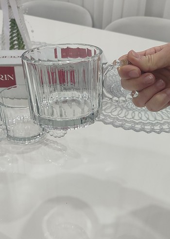 Boncuklu Kulplu 3lü Cam Kupa - Görsel 3