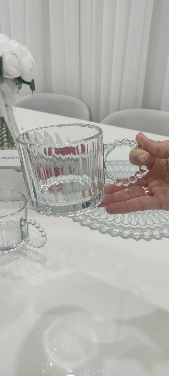 Boncuklu Kulplu 3lü Cam Kupa - Görsel 4