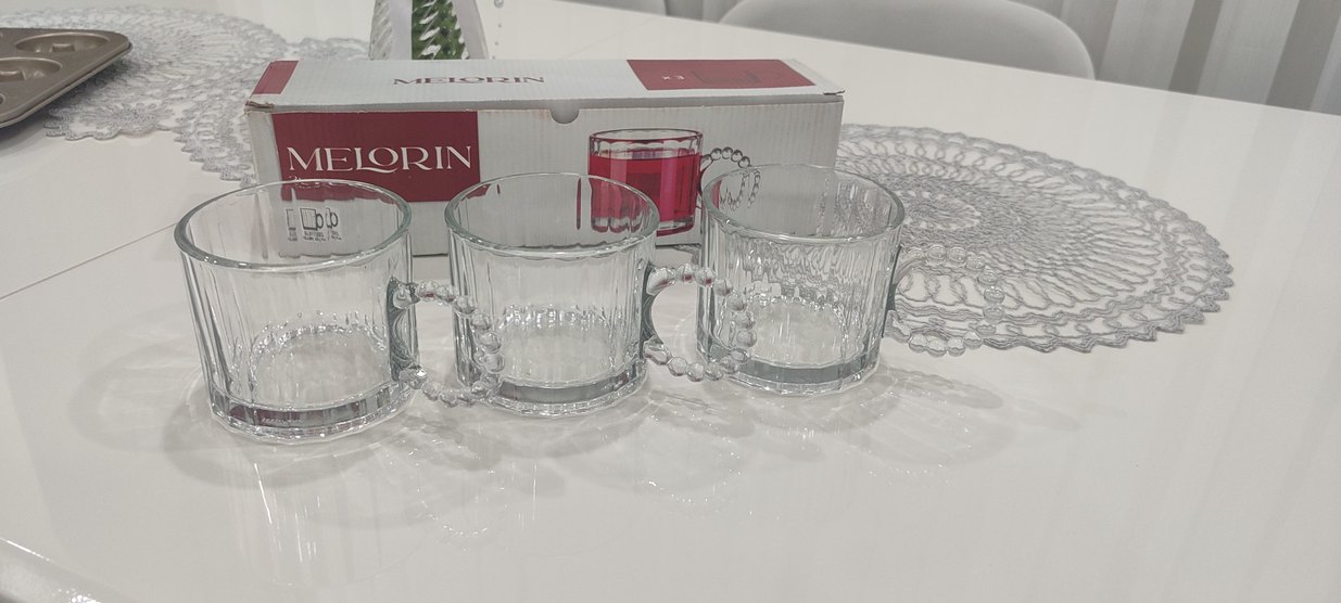 Boncuklu Kulplu 3lü Cam Kupa - Görsel 2