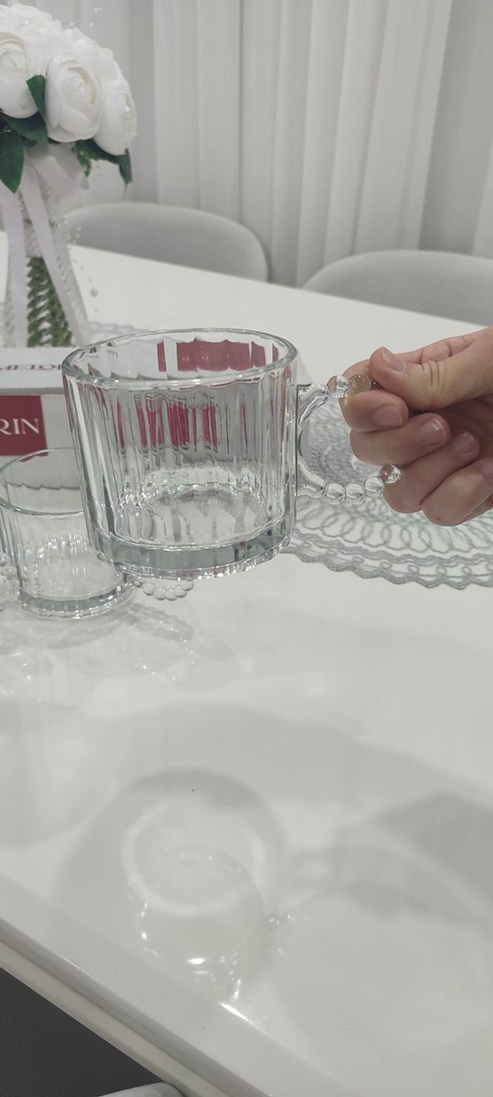 Boncuklu Kulplu 3lü Cam Kupa - Görsel 3