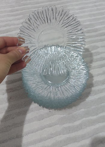 Vintage Şeffaf Cam Tabak 12li - Görsel 6