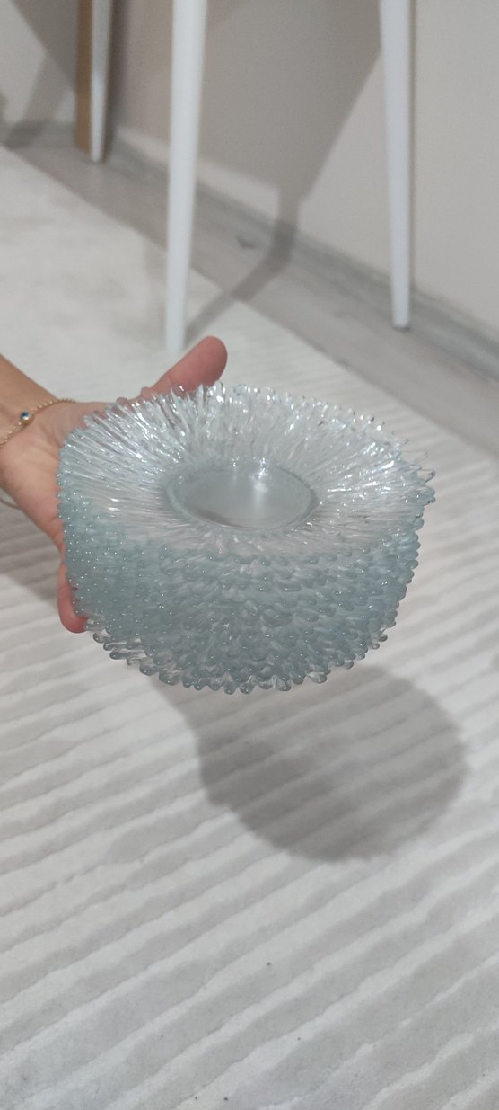 Vintage Şeffaf Cam Tabak 12li - Görsel 4