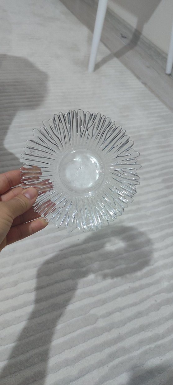 Vintage Şeffaf Cam Tabak 12li - Görsel 3