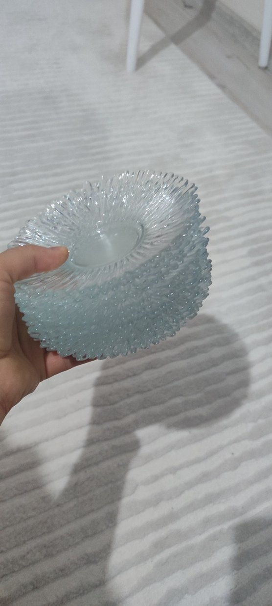 Vintage Şeffaf Cam Tabak 12li - Görsel 5