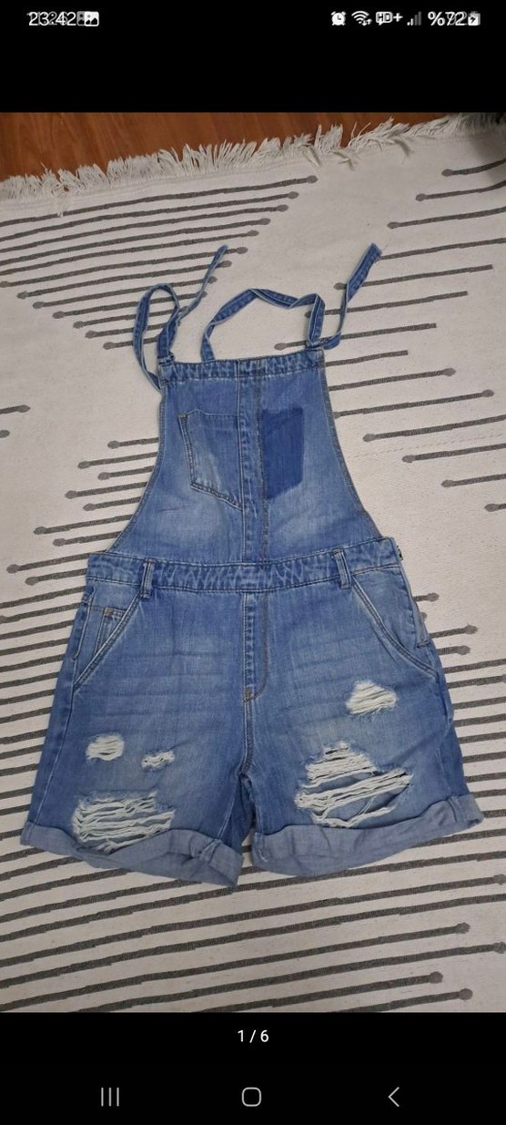 stradivarius denim şort tulum - Görsel 3