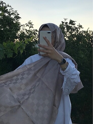Taş rengi Dama Desen Jakar İpeksi İtalyan Şal