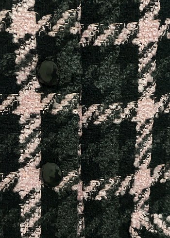 Pembe Siyah Ekose Kısa Kollu Tüvit  Elbise - Görsel 3