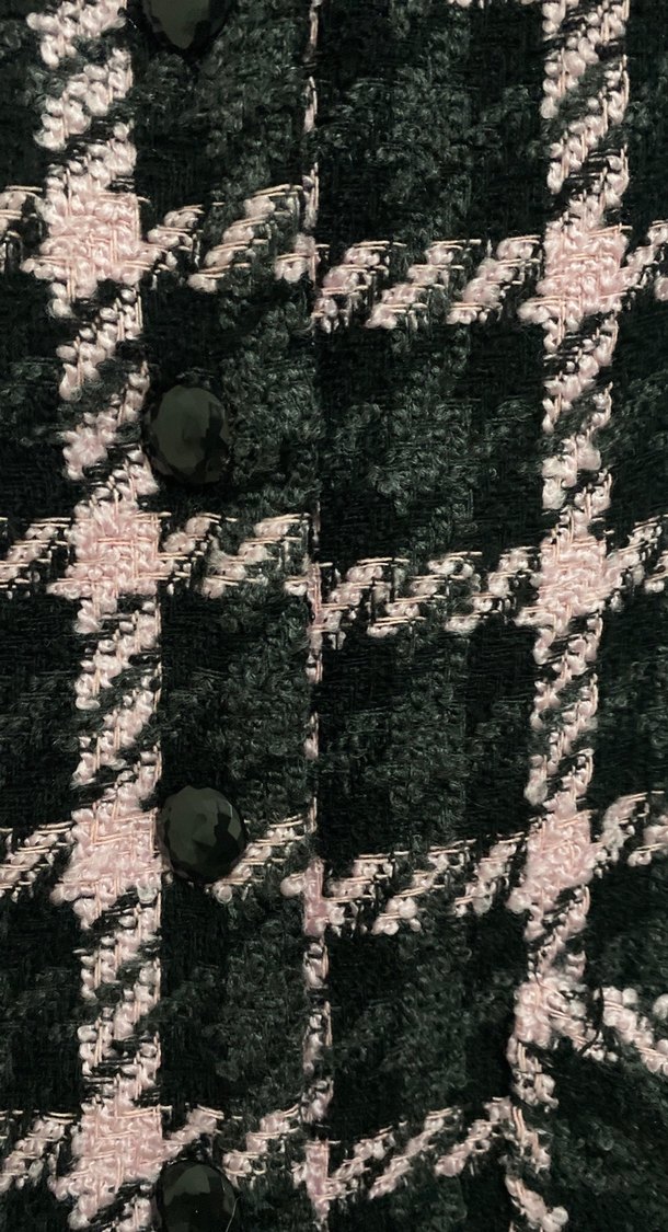 Pembe Siyah Ekose Kısa Kollu Tüvit  Elbise - Görsel 3