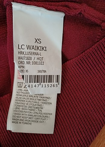 xs Beden bordo Renk LC Waikiki Hırka