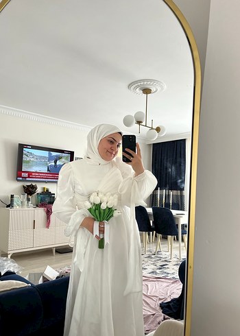 Diğer Uzun Beyaz İşlemeli Bohem Elbise